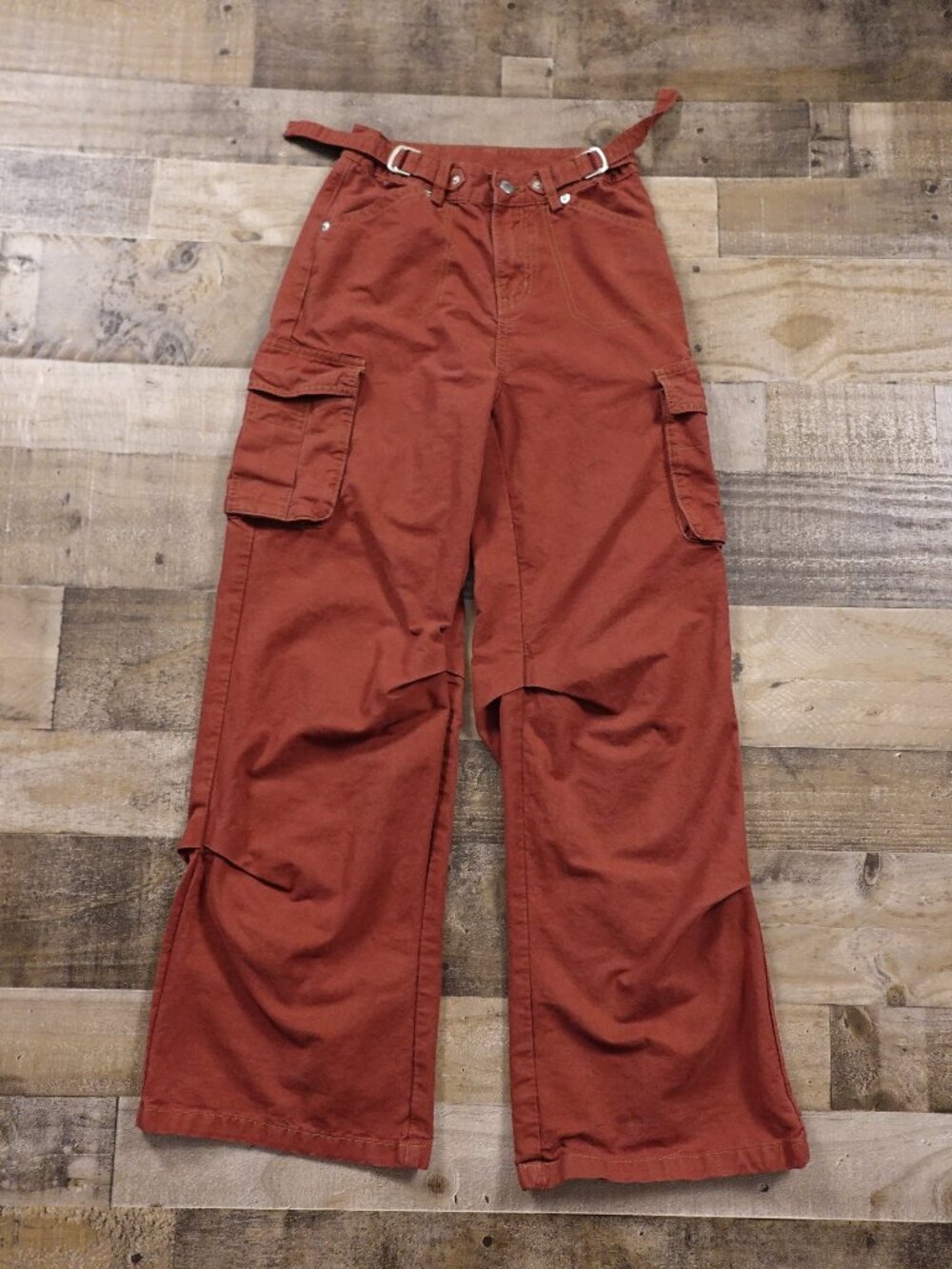 W. Management Cargo Pants Women’s Small Rust Orange High Rise Wide Leg Utility